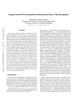 Unsupervised 3D Pose Estimation for Hierarchical Dance Video Recognition