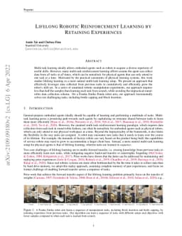 Lifelong Robotic Reinforcement Learning by Retaining Experiences