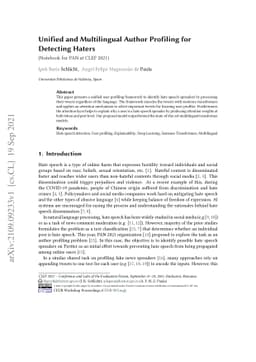 Unified and Multilingual Author Profiling for Detecting Haters