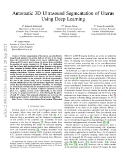 Automatic 3D Ultrasound Segmentation of Uterus Using Deep Learning