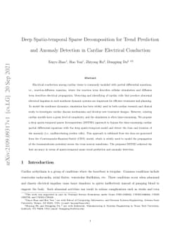 Deep Spatio-temporal Sparse Decomposition for Trend Prediction and
  Anomaly Detection in Cardiac Electrical Conduction