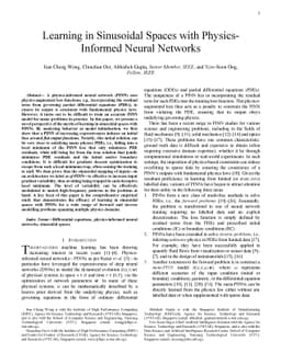 Learning in Sinusoidal Spaces with Physics-Informed Neural Networks