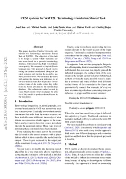 CUNI systems for WMT21: Terminology translation Shared Task