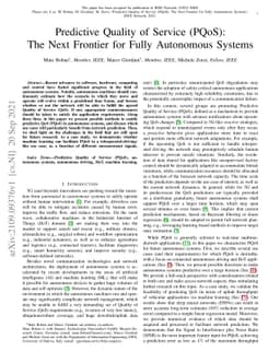 Predictive Quality of Service (PQoS): The Next Frontier for Fully
  Autonomous Systems