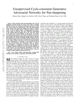 Unsupervised Cycle-consistent Generative Adversarial Networks for
  Pan-sharpening
