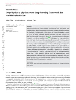DeepPhysics: a physics aware deep learning framework for real-time
  simulation