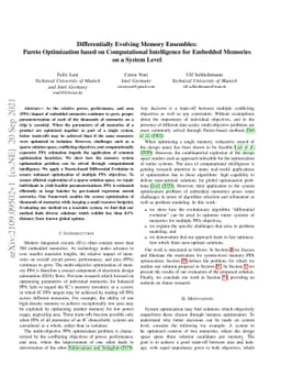 Differentially Evolving Memory Ensembles: Pareto Optimization based on
  Computational Intelligence for Embedded Memories on a System Level