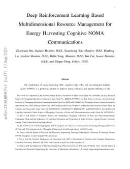 Deep Reinforcement Learning Based Multidimensional Resource Management
  for Energy Harvesting Cognitive NOMA Communications