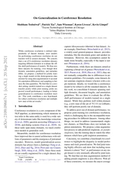 On Generalization in Coreference Resolution