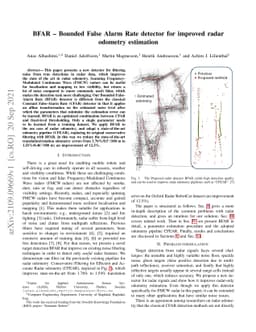 BFAR-Bounded False Alarm Rate detector for improved radar odometry
  estimation