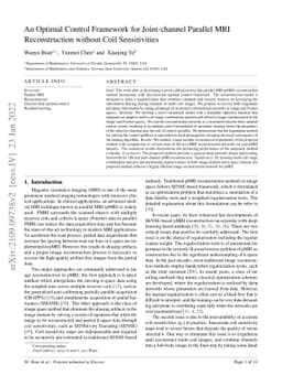 An Optimal Control Framework for Joint-channel Parallel MRI
  Reconstruction without Coil Sensitivities