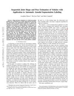 Sequential Joint Shape and Pose Estimation of Vehicles with Application
  to Automatic Amodal Segmentation Labeling