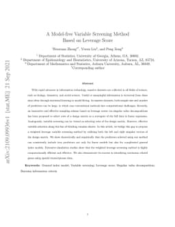A Model-free Variable Screening Method Based on Leverage Score