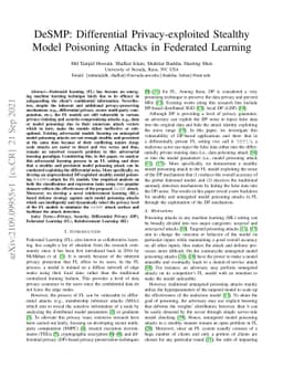DeSMP: Differential Privacy-exploited Stealthy Model Poisoning Attacks
  in Federated Learning