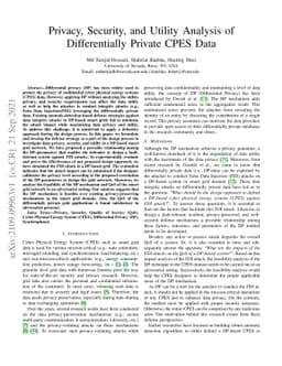 Privacy, Security, and Utility Analysis of Differentially Private CPES
  Data