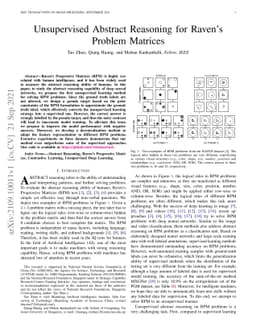 Unsupervised Abstract Reasoning for Raven's Problem Matrices