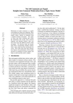 Not All Comments are Equal: Insights into Comment Moderation from a
  Topic-Aware Model