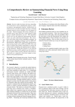 A Comprehensive Review on Summarizing Financial News Using Deep Learning