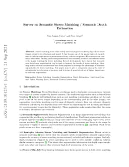 Survey on Semantic Stereo Matching / Semantic Depth Estimation