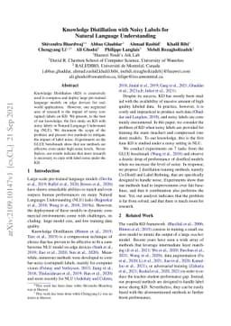 Knowledge Distillation with Noisy Labels for Natural Language
  Understanding