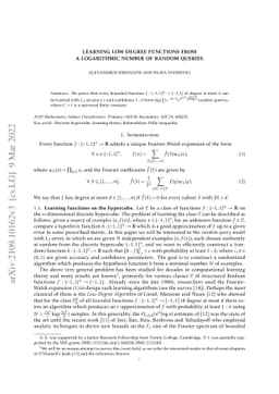 Learning low-degree functions from a logarithmic number of random
  queries