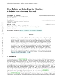 Deep Policies for Online Bipartite Matching: A Reinforcement Learning
  Approach