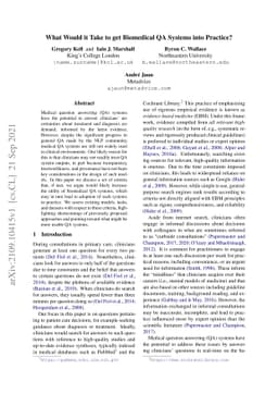 What Would it Take to get Biomedical QA Systems into Practice?