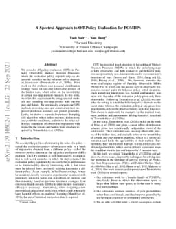A Spectral Approach to Off-Policy Evaluation for POMDPs