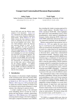 Unsupervised Contextualized Document Representation