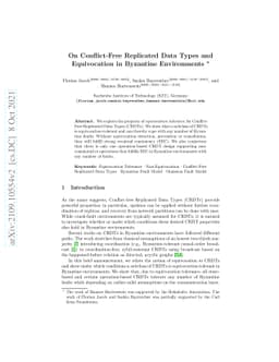 On Conflict-Free Replicated Data Types and Equivocation in Byzantine
  Setups