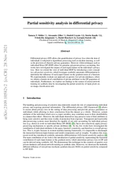 Partial sensitivity analysis in differential privacy
