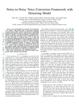 Noisy-to-Noisy Voice Conversion Framework with Denoising Model