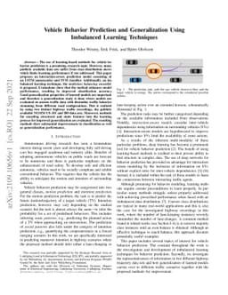 Vehicle Behavior Prediction and Generalization Using Imbalanced Learning
  Techniques