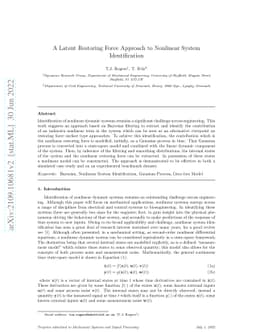 A Latent Restoring Force Approach to Nonlinear System Identification