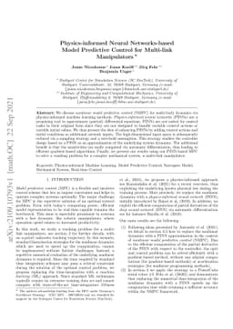 Physics-informed Neural Networks-based Model Predictive Control for
  Multi-link Manipulators
