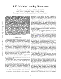 SoK: Machine Learning Governance