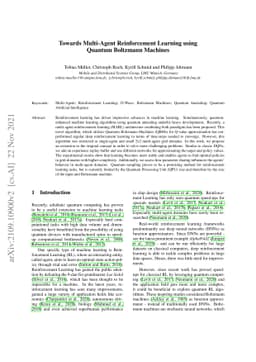 Towards Multi-Agent Reinforcement Learning using Quantum Boltzmann
  Machines