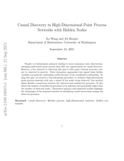 Causal Discovery in High-Dimensional Point Process Networks with Hidden
  Nodes