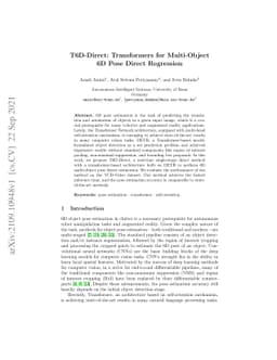 T6D-Direct: Transformers for Multi-Object 6D Pose Direct Regression