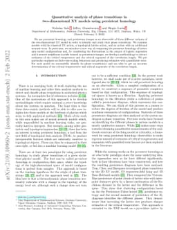 Quantitative analysis of phase transitions in two-dimensional XY models
  using persistent homology