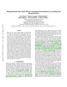 Making Human-Like Trade-offs in Constrained Environments by Learning
  from Demonstrations