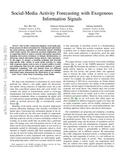 Social-Media Activity Forecasting with Exogenous Information Signals