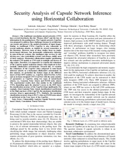 Security Analysis of Capsule Network Inference using Horizontal
  Collaboration