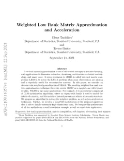 Weighted Low Rank Matrix Approximation and Acceleration