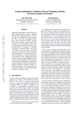 Using Sociolinguistic Variables to Reveal Changing Attitudes Towards
  Sexuality and Gender
