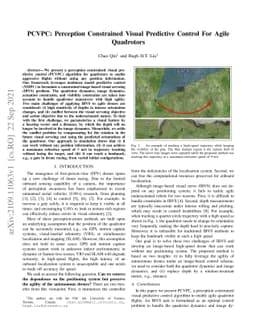 PCVPC: Perception Constrained Visual Predictive Control For Agile
  Quadrotors