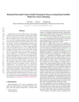 Rational Polynomial Camera Model Warping for Deep Learning Based
  Satellite Multi-View Stereo Matching
