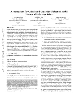 A Framework for Cluster and Classifier Evaluation in the Absence of
  Reference Labels