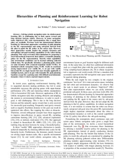 Hierarchies of Planning and Reinforcement Learning for Robot Navigation