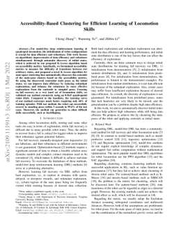 Accessibility-Based Clustering for Efficient Learning of Locomotion
  Skills